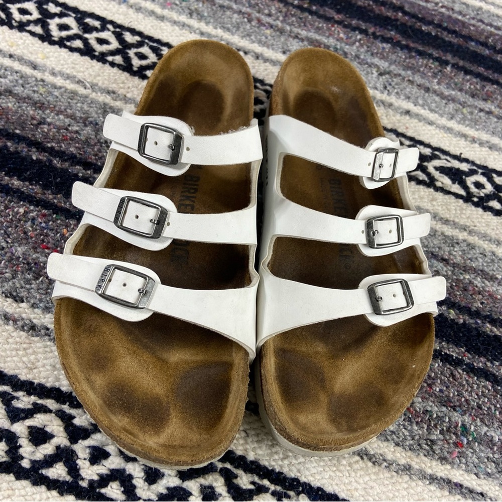 Birkenstock Womens White Florida Birko-Flor Sandals Buckles Size 39/8 Leather - Picture 2 of 12